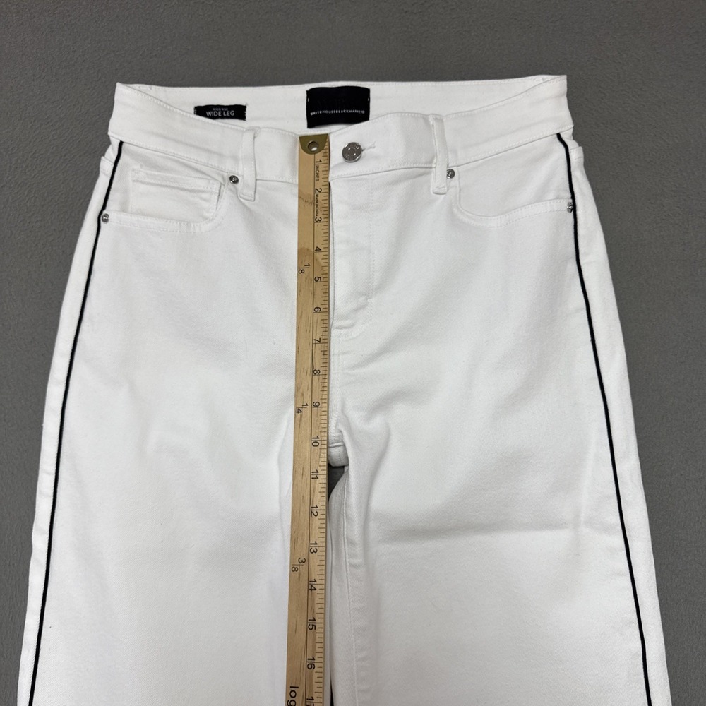 White House Black Market Contrast Seam Wide Leg Jeans Womens 6 Long 30x32 Flare - Picture 4 of 12